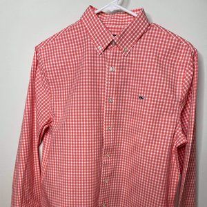Kids XL Vineyard Vines Gingham Whale Dress Shirt.